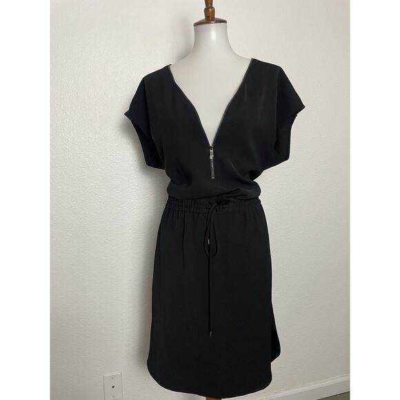 Vince Dress Hi Low Mini Colorblock Zip Front Drawstring - Picture 1 of 10